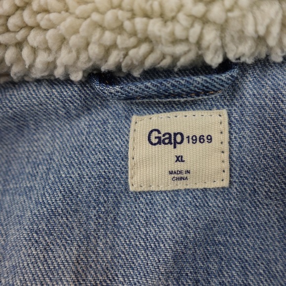 Gap 1969 Jacket Womens XL Blue Denim Sherpa Lined Trucker Bomber Western - Picture 6 of 11